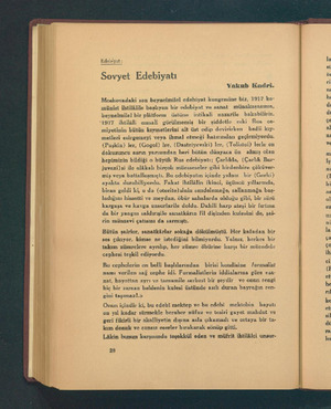   Edebiyat : Sovyet Edebiyatı Yakub Kudri. Moskovadaki son beynelmilel edebiyat kongresine biz, 1917 ko- münist ihtilâlile...