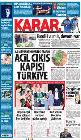  12 HAZİRAN 2018 SALI Eıdogan şehit astsubay Ömer Hahsdemırın Mezal nızwyaret tti d www.karar.com aa FİYATI: 75 KURUŞ Kandil'i