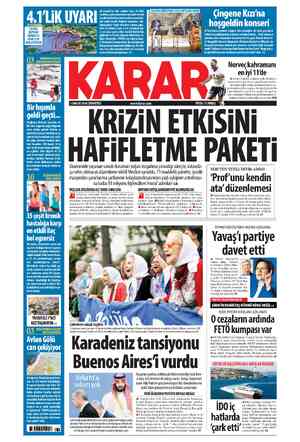  1 ARALIK 2018 CUMARTESİ www.karar.com RiZİN ETKİSİNİ FİYATI: 75 KURUŞ — $ . %, Norveç kahramanı en iyi 11'de Ai Avrupa...