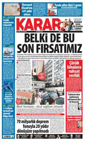  GAŞ _â' « ' DETAYLARIBELLİ OLDU NN ZZ ZA 5B 915007 9 28 EYLÜL 2019 CUMARTESİ www.karar.com FİYATI: 1.25 TL BELKİ DE BU SON