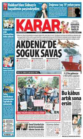  Kizı SALİHA SULTAN 16 ARALIK 2019 PAZARTESİ www.karar.com — FENERBAHÇE — LİDER'E3-1 YENİLDİ KANARYA SIVAS'TA < DAĞILDI...