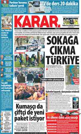  PARKEDE KORONA ŞÜPHESİ AYRINTILAR SPOR'DA ARAR. 22 MART 2020 PAZAR www.karar.com FİYATI: 1.25 TL Türkiye virüsle mücadelede