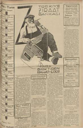    e e “ ” - # li / 9 — KURUN 7 Birinci kânun 1934 —— hin - Yarın yi Ağ “me Külliyatı Vapurculuk Türk Anonim Şirketi Istanbul