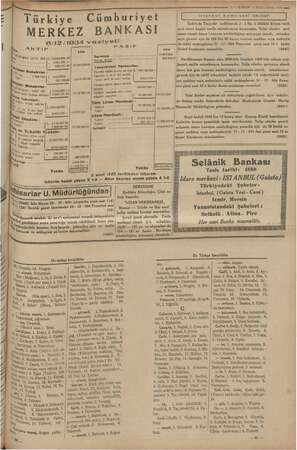  11 — KURUN 11 Birinzi kânun 1934 mm > il ER > ürkiye MERKEZ Cümhuriyet BANKASI 6/12/ 1934 v vaziyeti isternkul E eleciyesi