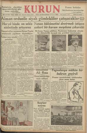 Kurun Gazetesi 25 Aralık 1934 kapağı