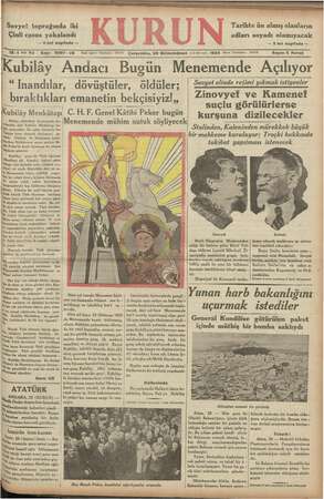 Kurun Gazetesi 26 Aralık 1934 kapağı