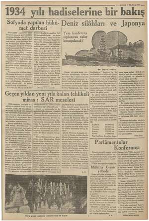  17 — KURUN 1 İkinefkinen 1988 sacı 1934 yılı hadiselerine bir bakış Sofyada yapılan hükü- Deniz silâhları met darbesi ve...