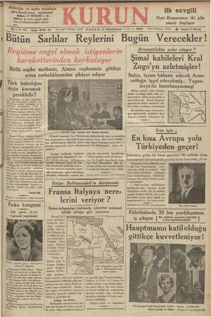 Kurun Gazetesi 13 Ocak 1935 kapağı
