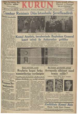 Kurun Gazetesi 23 Ocak 1935 kapağı