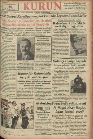 Kurun Gazetesi 30 Ocak 1935 kapağı