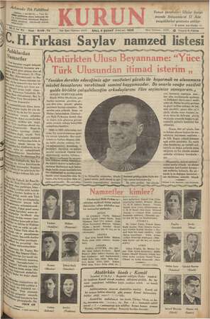 Kurun Gazetesi 5 Şubat 1935 kapağı