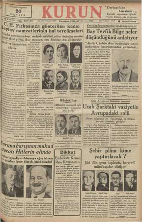 Kurun Gazetesi 6 Şubat 1935 kapağı