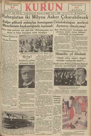 Kurun Gazetesi 13 Şubat 1935 kapağı