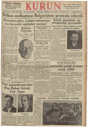 Kurun Gazetesi 16 Şubat 1935 kapağı