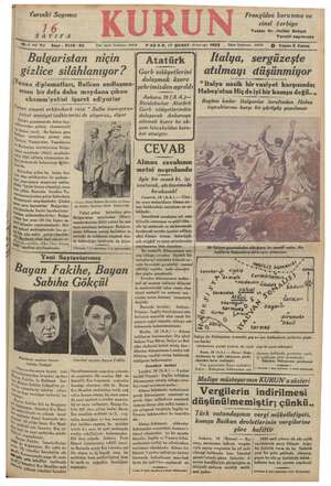 Kurun Gazetesi 17 Şubat 1935 kapağı