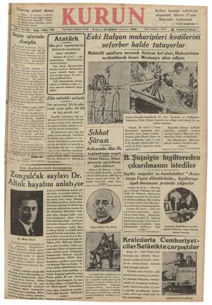Kurun Gazetesi 26 Şubat 1935 kapağı