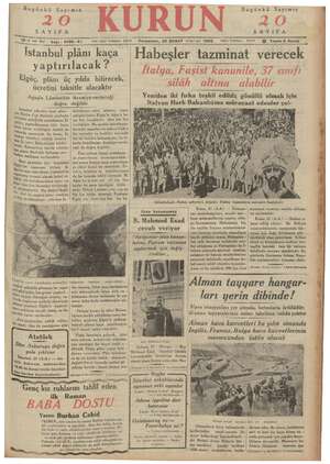 Kurun Gazetesi 28 Şubat 1935 kapağı