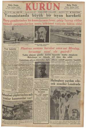 Kurun Gazetesi 3 Mart 1935 kapağı