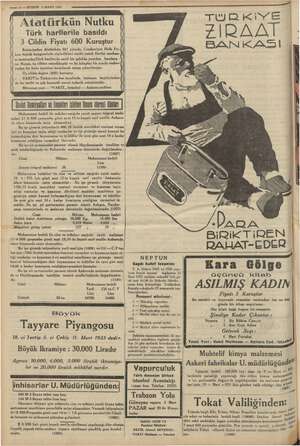    yg — ıı? — KURUN 3 MART 1935 ki YAAR, Atatürkün Nutku Türk harflerile basıldı 3 Cildin Fiyatı 600 Kuruştur Reisicümhur...