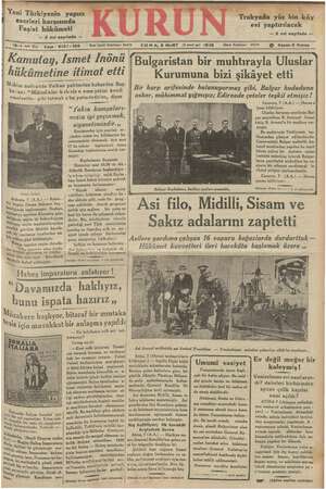 Kurun Gazetesi 8 Mart 1935 kapağı