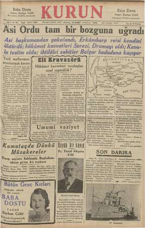 Kurun Gazetesi 12 Mart 1935 kapağı