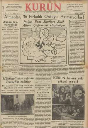 Kurun Gazetesi 23 Mart 1935 kapağı