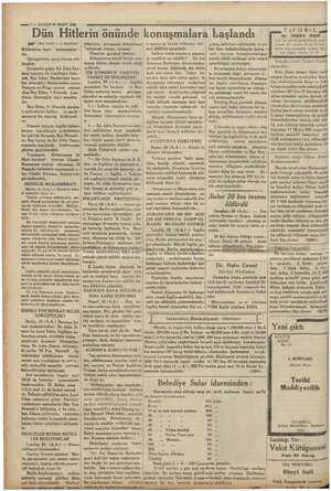    Ye era e sg —mli — KURUN 26 MART 1935 Dün Hitlerin önünde impala: Elan ap (Baş tarafı 1, ci sayıfada) Ribbentrop hazır...