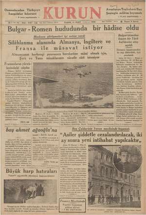 Kurun Gazetesi 31 Mart 1935 kapağı