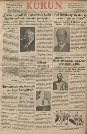 Kurun Gazetesi 2 Nisan 1935 kapağı