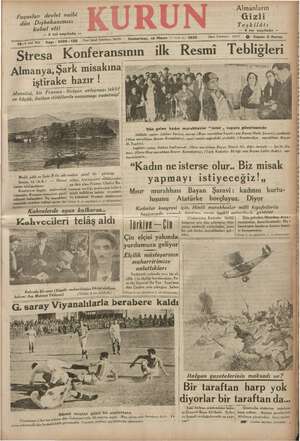Kurun Gazetesi 13 Nisan 1935 kapağı