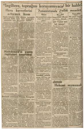  2 — KURUN 27 NİSAN 1935 TR pan Gü TT” EE ilere, toprağını koruyamıyaca! bir haldel Hava kuvvetlerini | Yunanistanda Fallık n