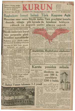 Kurun Gazetesi 4 Mayıs 1935 kapağı