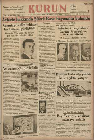 Kurun Gazetesi 5 Mayıs 1935 kapağı