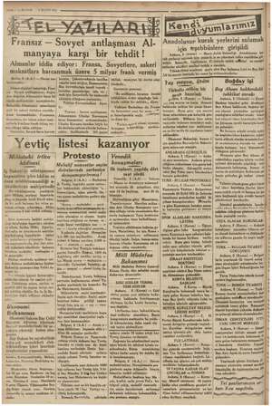  , ea 2 — KURUN 6 MAYIS 1935 alla — Sovyet intlapi m manyaya karşı bir tehdit! Almanlar iddia ediyor: Fransa, Sovyetlere,...