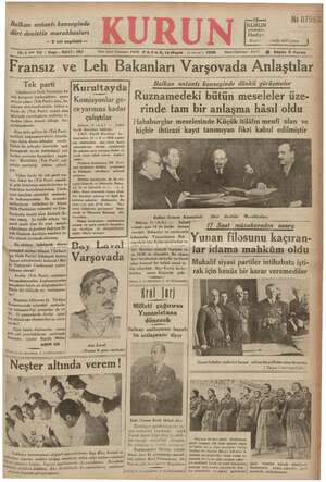Kurun Gazetesi 12 Mayıs 1935 kapağı