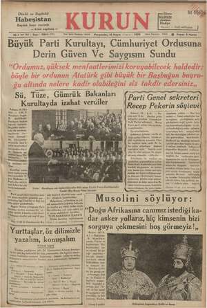 Kurun Gazetesi 16 Mayıs 1935 kapağı