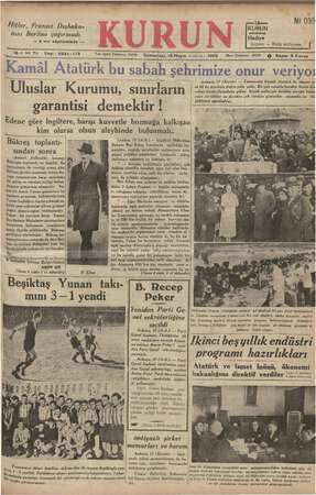 Kurun Gazetesi 18 Mayıs 1935 kapağı