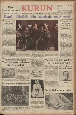 Kurun Gazetesi 19 Mayıs 1935 kapağı