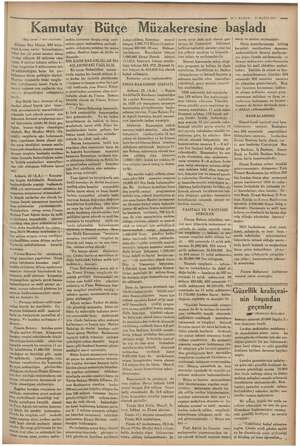    un 23 MAYIS 1935 — KURUN — Kamutay Bütçe Müzakeresine başladı (Baş tarafı 1 inci sayıfada) çı Bay Hüsnü, 935 bütçe sinin ne