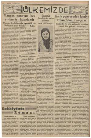  — 5 — KURUN mi GE ÜLKEMİZ 3 ki AN —— KR A Manyas panayırı her yıldan iyi hazırlandı Manyas kadınlarında uyanıklık — Nahiyede