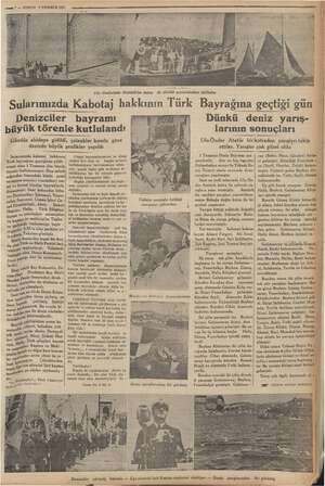  sam 7 — KURUN 2 TEMMUZ 1935 Ulu Önderimiz Atatürk'ün kotra Sularımızda Kabotaj hakkını Denizciler bayramı büyük törenle...