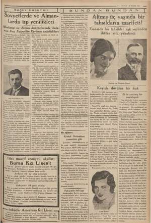  i l Soy, hana, 9 — KURUN 7 — 10 EYLÜL 1935 | Sağlık my şi | Sovyetlerde ve Alman- larda tıp yenilikleri Moskova ve Berlin...