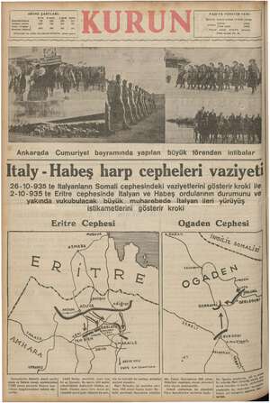    Italy - Habeş harp cepheleri vaziyeti ye Posta kutusu No 46 ABONE ŞARTLARI: ğ ? YAZI VE YÖNETİM YERİ: ii ve “ vE vay lie ç