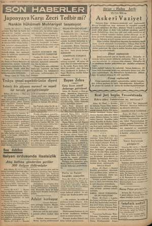    » 2— KURUN 3 24 TL. TEŞRİN 1935 SON HABERLER Japonyaya Karşı Zecri Tedbir mi? © Londra,23(A.A.) — çevenler, Bay Hull ile