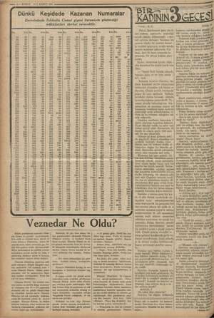    —— 6 — KURUN 13 1. KÂNUN 1985 w ie . Dünkü Keşidede Kazanan Numaralar Eminönünde Tekkollu Cemal gişesi listemizin...