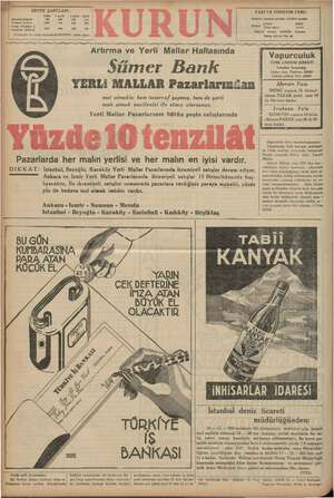    DE ij ii seyle rp za 7 YAZI VE YÖNETİM YERİ: DIKKAT: yüz de bedava mal ME gm e ar Wim z E-<i 0 İstanbul, Ankara caddesi,