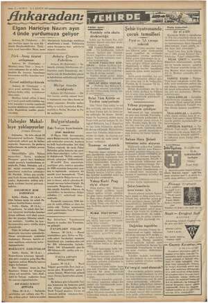      4 ünde yurdu Ankara, 30 (Telefonla) — Ef- iin hariciye nazırı bu a; ör - dünde Meydanrkebirden Türki - © yeye ayak...