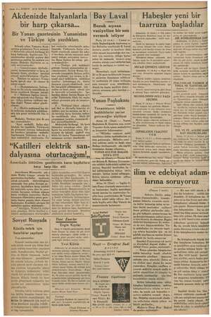  — 4 — KURUN bir harp Bir Yunan gazetesinin Yunanistan ve m için yazdıkları ıkan. Yunanca Anek- e hava üs- Tansa etmese de —