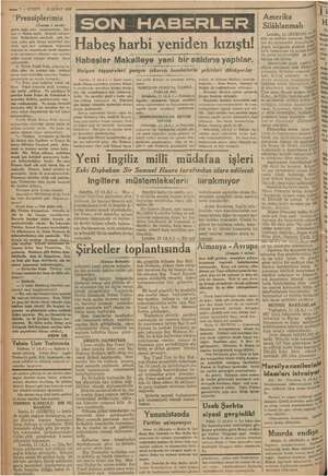            Pal dci EE MARA TAYA TAŞI # . 12 ŞUBAT 1936 — “Prensiplerimiz — ?— KURUN SON HABERLER Habeş harbi yeniden kızıştı!