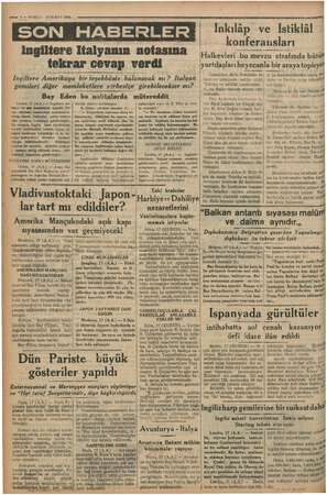  y © — 2 — KURUN. ISŞUEAT 1936 e 2 Magiltero ona notasına i tekrar cevap verdi sakın: rasr sakil haklemdaki muhtirasina ©...